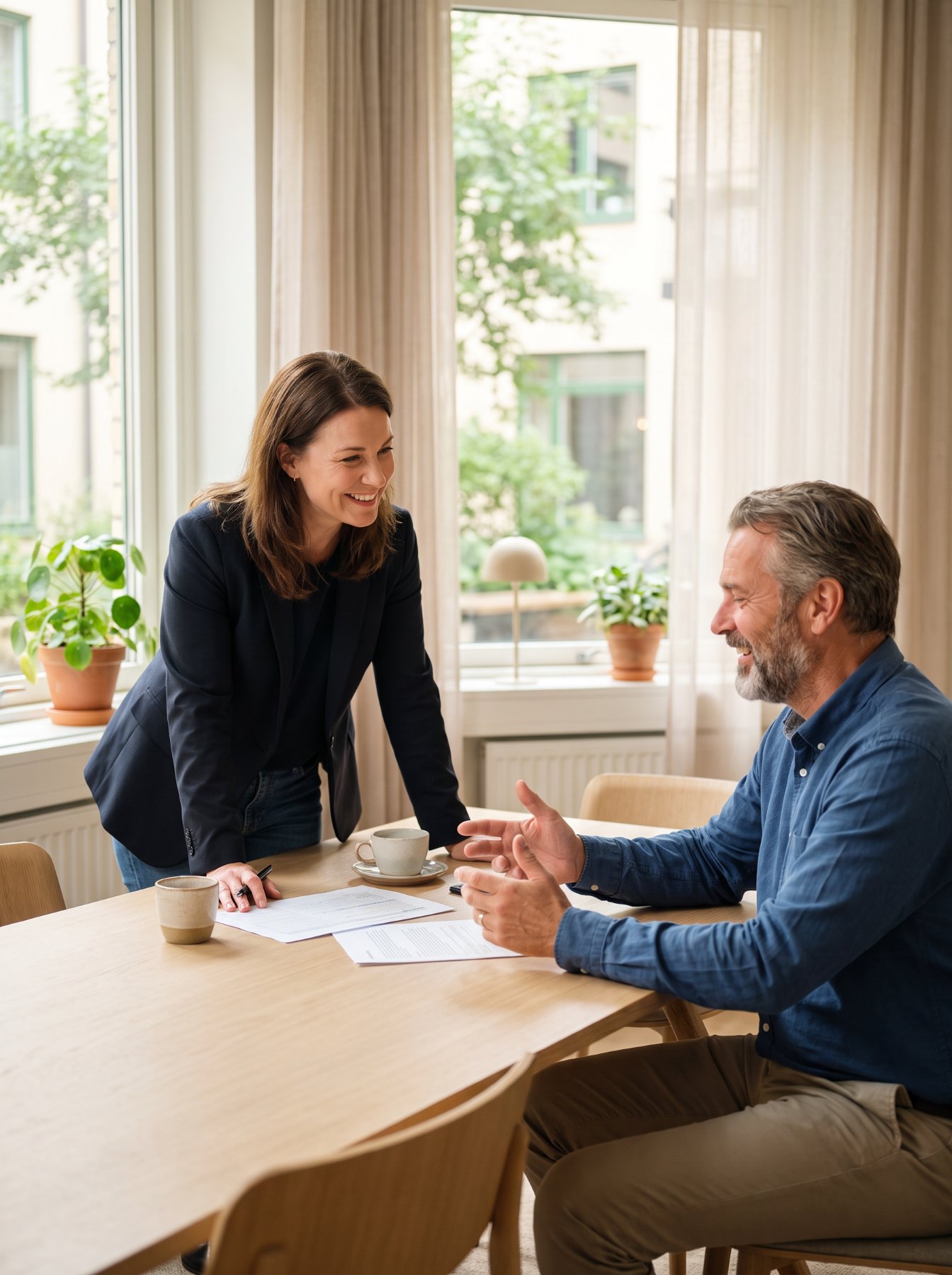 Échange professionnel entre deux collègues