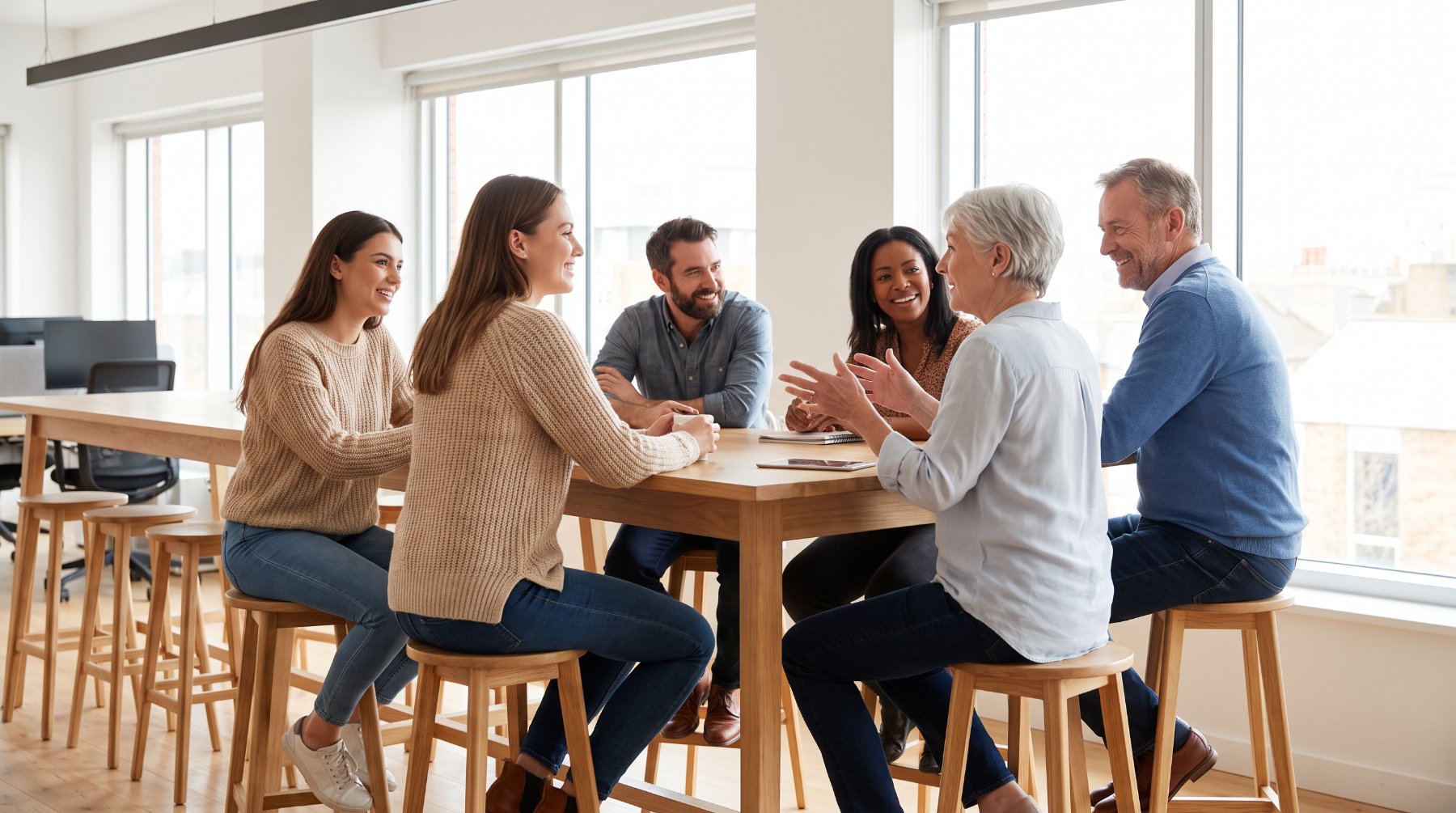 Équipe intergénérationnelle au travail
